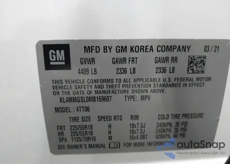 2021 Buick Encore Gx Awd Essence from USA, damaged, VIN KL4MMGSL0MB169607